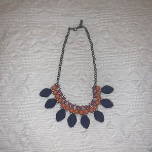 Blue orange pink statement necklace